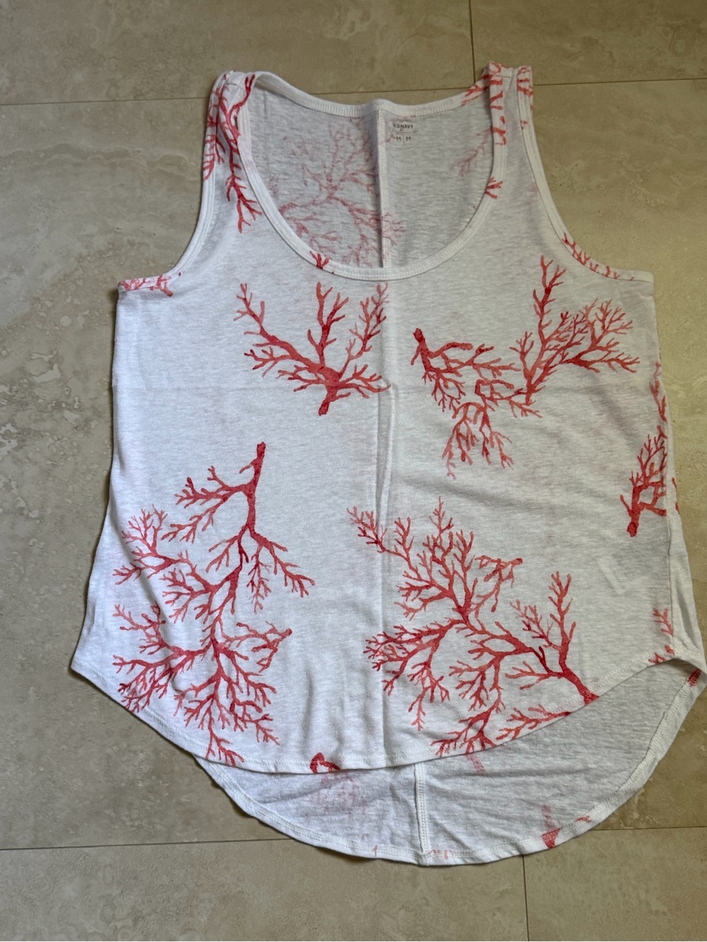 Old Navy Coral Print Sleeveless Tank Top - White & Red -